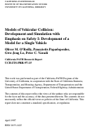 Cover page: Models Of Vehicular Collision: Development And Simulation With Emphasis On Safety I: Development of a Model for a Single Vehicle