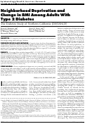 Cover page: Neighborhood Deprivation and Change in BMI Among Adults With Type 2 Diabetes The Diabetes Study of Northern California (DISTANCE)