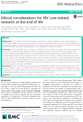 Cover page: Ethical considerations for HIV cure-related research at the end of life