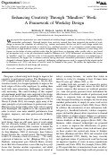 Cover page: Enhancing Creativity Through “Mindless” Work: A Framework of Workday Design