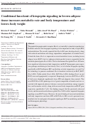 Cover page: Conditional knockout of kisspeptin signaling in brown adipose tissue increases metabolic rate and body temperature and lowers body weight