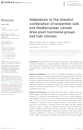 Cover page: Adaptations to the stressful combination of serpentine soils and Mediterranean climate drive plant functional groups and trait richness