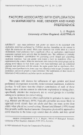 Cover page: factors Associated with Exploration in Marmosets:  Age, Gender and Hand Preference