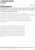 Cover page: Meta-analysis of genome-wide association studies identifies ancestry-specific associations underlying circulating total tau levels