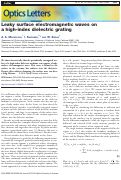 Cover page: Leaky surface electromagnetic waves on a high-index dielectric grating.