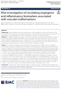 Cover page: Pilot investigation of circulating angiogenic and inflammatory biomarkers associated with vascular malformations