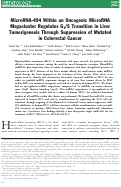 Cover page: MicroRNA‐494 within an oncogenic microRNA megacluster regulates G1/S transition in liver tumorigenesis through suppression of mutated in colorectal cancer