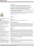 Cover page: Temporal concordance between pulse contour analysis, bioreactance and carotid doppler during rapid preload changes.