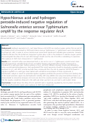 Cover page: Hypochlorous acid and hydrogen peroxide-induced negative regulation of Salmonella enterica serovar Typhimurium ompW by the response regulator ArcA