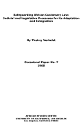 Cover page of Safeguarding African Customary Law: Judicial and Legislative Processes for its Adaptation and Integration (1968)