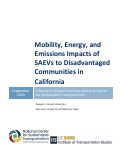 Cover page of Mobility, Energy, and Emissions Impacts of SAEVs to Disadvantaged Communities in California