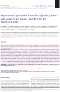 Cover page: Hepatorenal dysfunction identifies high‐risk patients with acute heart failure: insights from the RELAX‐AHF trial