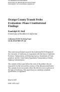 Cover page: Orange County Transit Probe Evaluation: Phase I Institutional Findings