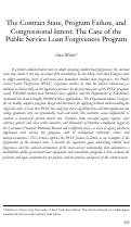Cover page: The Contract State, Program Failure, and Congressional Intent: The Case of the Public Service Loan Forgiveness Program