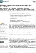 Cover page: Polyamine Metabolites as Biomarkers in Head and Neck Cancer Biofluids