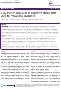 Cover page: Gray matter correlates of cognitive ability tests used for vocational guidance