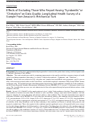 Cover page: Effects of Excluding Those Who Report Having “Syndomitis” or “Chekalism” on Data Quality: Longitudinal Health Survey of a Sample From Amazon’s Mechanical Turk