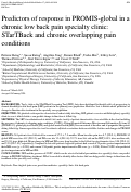 Cover page: Predictors of response in PROMIS-global in a chronic low back pain specialty clinic: STarTBack and chronic overlapping pain conditions