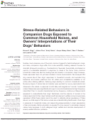 Cover page: Stress-Related Behaviors in Companion Dogs Exposed to Common Household Noises, and Owners' Interpretations of Their Dogs' Behaviors