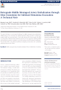 Cover page: Retrograde Middle Meningeal Artery Embolization through Mini Craniotomy for Subdural Hematoma Evacuation: A Technical Note.