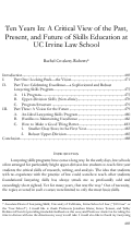 Cover page: Ten Years In: A Critical View of the Past, Present, and Future of Skills Education at UC Irvine Law School