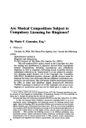 Cover page: Are Musical Compositions Subject to Compulsory Licensing for Ringtones?