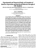 Cover page: Experimental and Numerical Study on Formation of Interface Separation and Interfacial Dielectric Strength of GIL Insulator