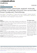 Cover page: Radiomic tumor phenotypes augment molecular profiling in predicting recurrence free survival after breast neoadjuvant chemotherapy.