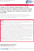 Cover page: Trends in the clinical characteristics of HIV-infected patients initiating antiretroviral therapy in Kenya, Uganda and Tanzania between 2002 and 2009