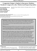 Cover page: Compassion Fatigue is Similar in Emergency Medicine Residents Compared to other Medical and Surgical Specialties