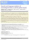 Cover page: Speech and language markers of neurodegeneration: a call for global equity