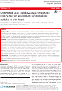 Cover page: Optimized CEST cardiovascular magnetic resonance for assessment of metabolic activity in the heart