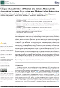 Cover page: Unique Characteristics of Women and Infants Moderate the Association between Depression and Mother–Infant Interaction