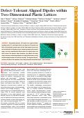 Cover page: Defect-Tolerant Aligned Dipoles within Two-Dimensional Plastic Lattices