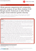 Cover page: Whole genome sequencing and comparative genomic analyses of two Vibrio cholerae O139 Bengal-specific Podoviruses to other N4-like phages reveal extensive genetic diversity