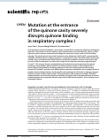 Cover page: Mutation at the entrance of the quinone cavity severely disrupts quinone binding in respiratory complex I