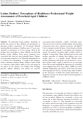 Cover page: Latina Mothers’ Perceptions of Healthcare Professional Weight Assessments of Preschool-Aged Children