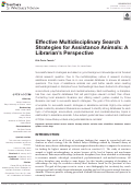 Cover page: Effective Multidisciplinary Search Strategies for Assistance Animals: A Librarians Perspective.