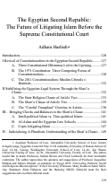 Cover page: The Egyptian Second Republic: The Future of Litigating Islam Before the Supreme Constitutional Court