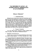 Cover page: Tax Reform in Japan: An International Perspective in an Overview