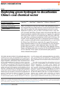 Cover page: Deploying green hydrogen to decarbonize China’s coal chemical sector
