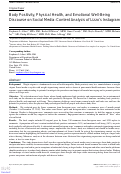 Cover page: Body Positivity, Physical Health, and Emotional Well-Being Discourse on Social Media: Content Analysis of Lizzos Instagram.