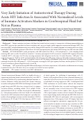 Cover page: Very Early Initiation of Antiretroviral Therapy During Acute HIV Infection Is Associated With Normalized Levels of Immune Activation Markers in Cerebrospinal Fluid but Not in Plasma