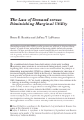 Cover page of The law of demand versus diminishing marginal utility