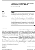 Cover page: The Impact of Sustainability Information on Consumer Decision Making