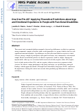 Cover page: One Size Fits All? Applying Theoretical Predictions About Age and Emotional Experience to People With Functional Disabilities