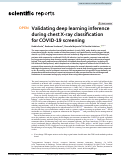 Cover page: Validating deep learning inference during chest X-ray classification for COVID-19 screening