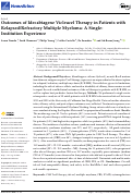 Cover page: Outcomes of Idecabtagene Vicleucel Therapy in Patients with Relapsed/Refractory Multiple Myeloma: A Single-Institution Experience.