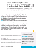 Cover page: Newborn Screening for Severe Combined Immunodeficiency and T-cell Lymphopenia in California, 2010-2017.