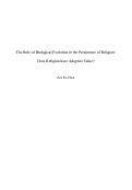 Cover page of The Role of Biological Evolution in the Persistence of Religion: Does Religion have Adaptive Value?